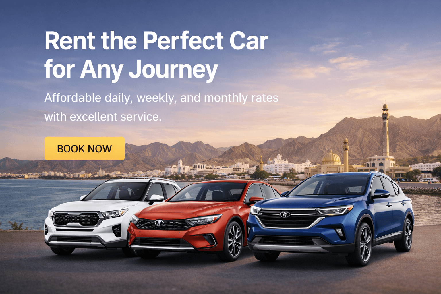 Rent the perfect car for any journey. Book now.